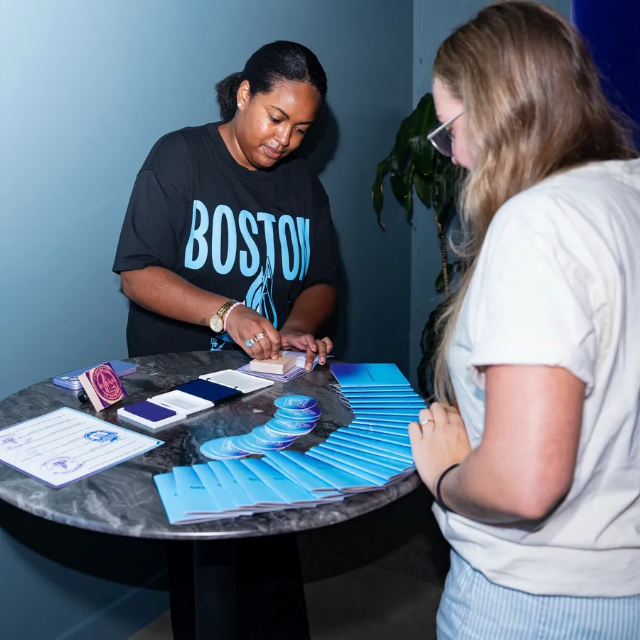 The stamp table: the Boston schooner inked into a fan’s notebook